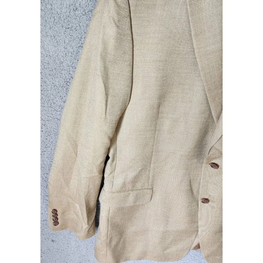 Lauren Ralph Lauren Beige 2 Button Blazer Suit Jacket Size 46 L Silk Wool Blend - Picture 4 of 14